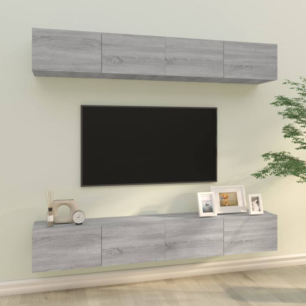 Vetonek Muebles de TV 4 piezas gris Sonoma 100x30x30 cm