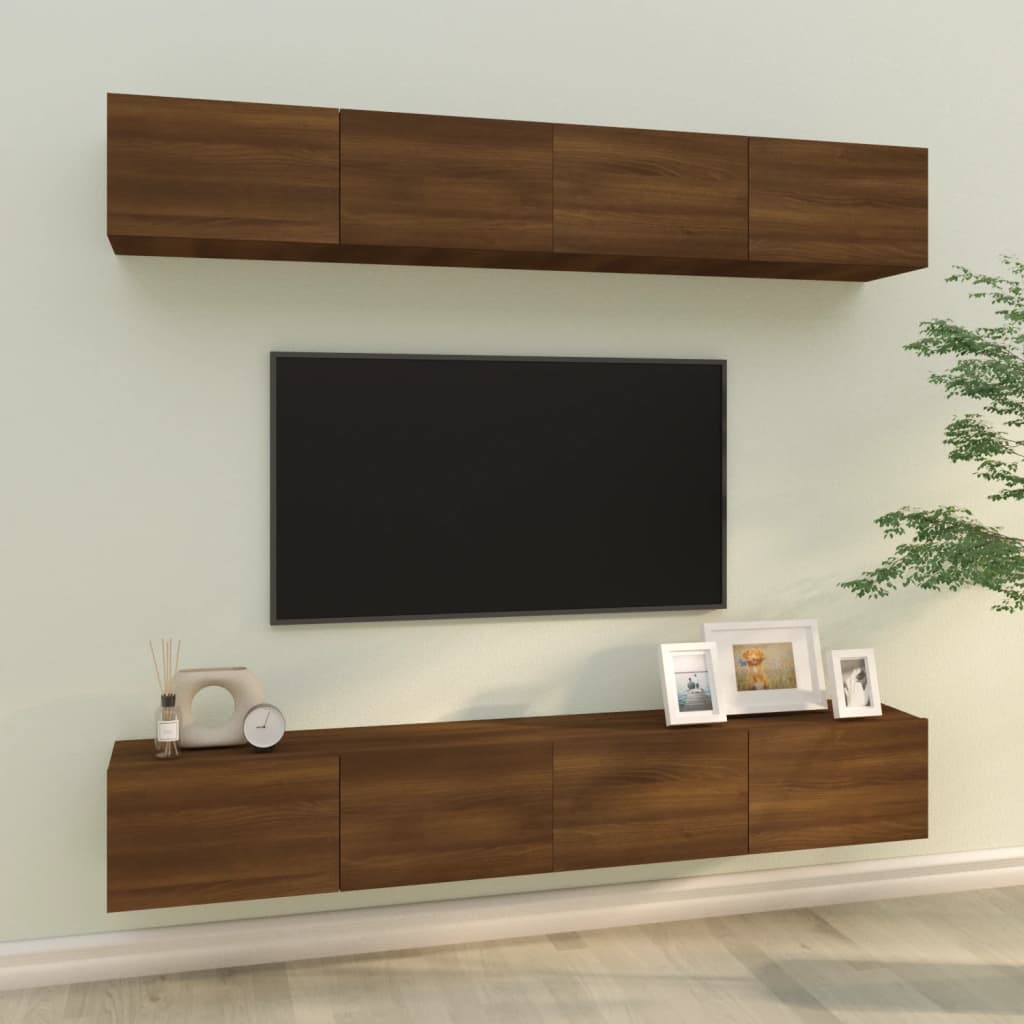 Vetonek Muebles de TV 4 piezas marrón roble 100x30x30 cm