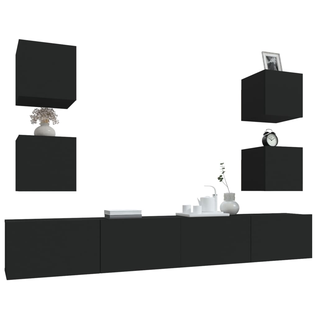 Set de muebles para TV 6 piezas madera negro vidaXL