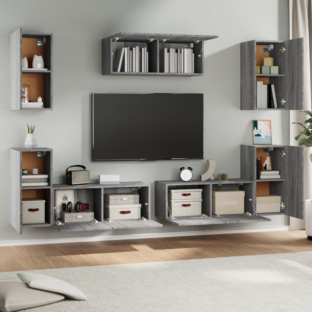 Furniture set for TV 7 pcs Sonoma gray wood