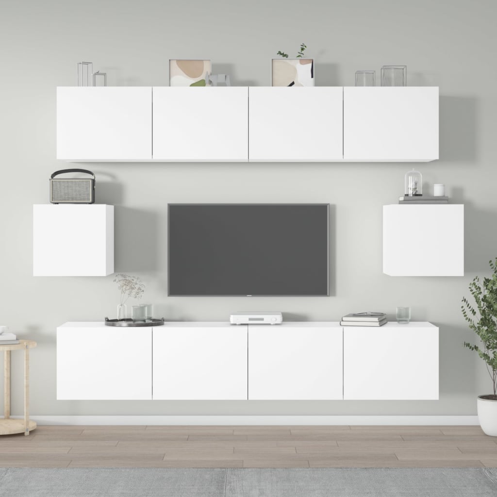 Vetonek Set de muebles para TV 6 piezas madera contrachapada blanco