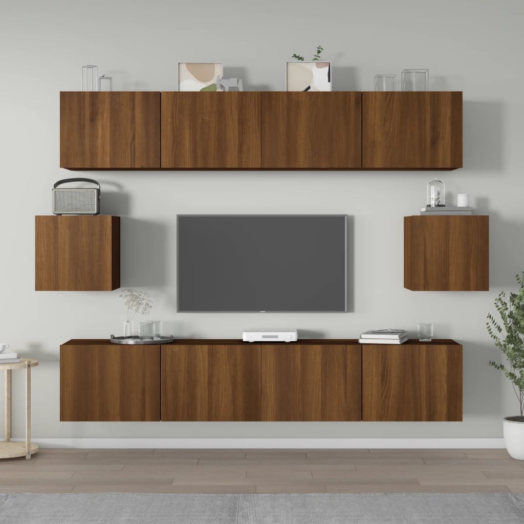 Vetonek Set de muebles para TV 6 pzas madera contrachapada roble marrón