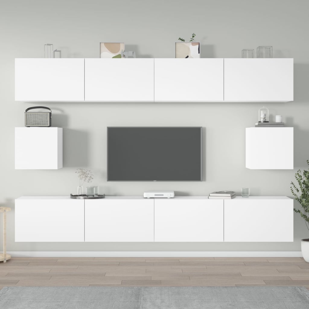 Vetonek Set de muebles para TV 6 piezas madera contrachapada blanco