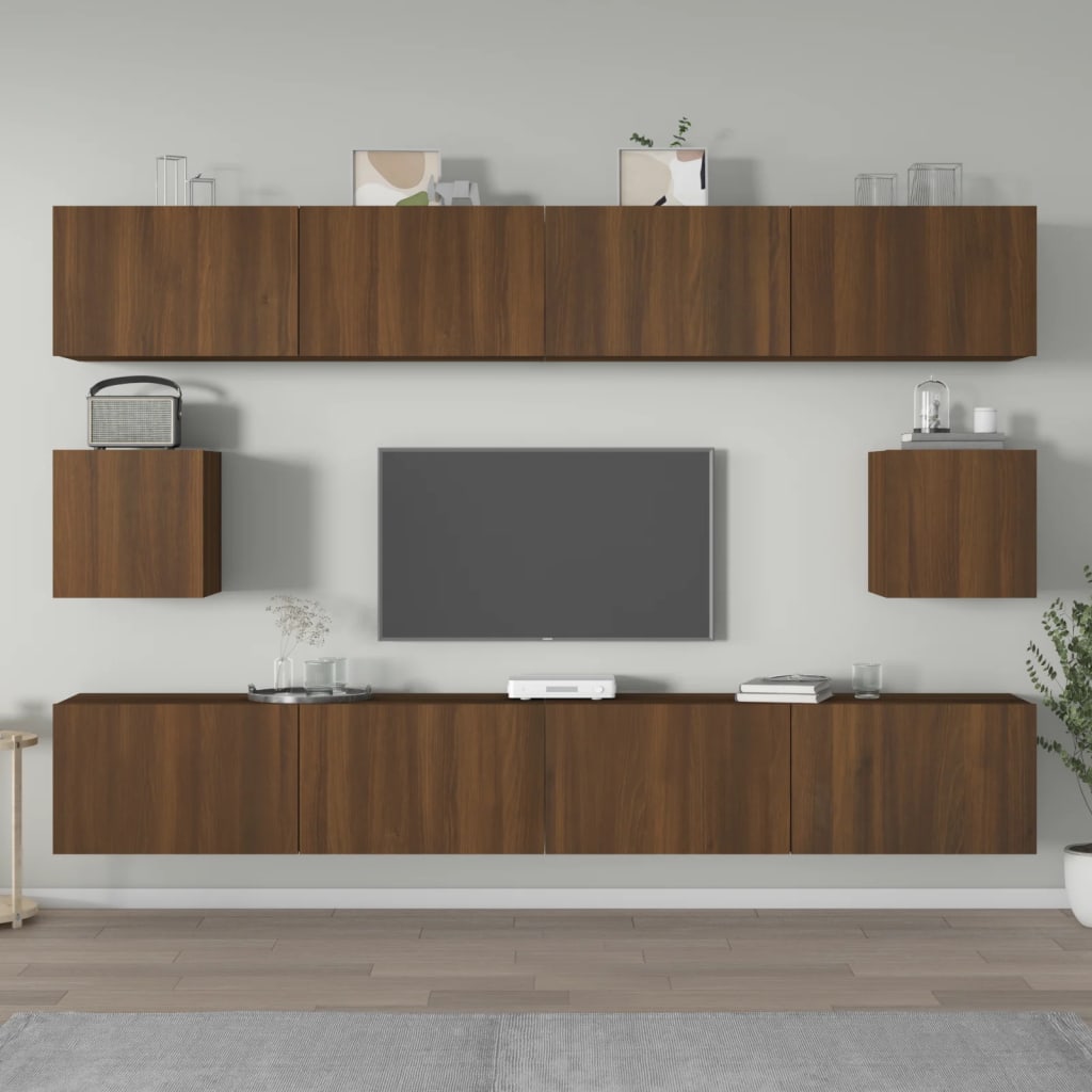 Vetonek Set de muebles para TV 6 pzas madera contrachapada roble marrón