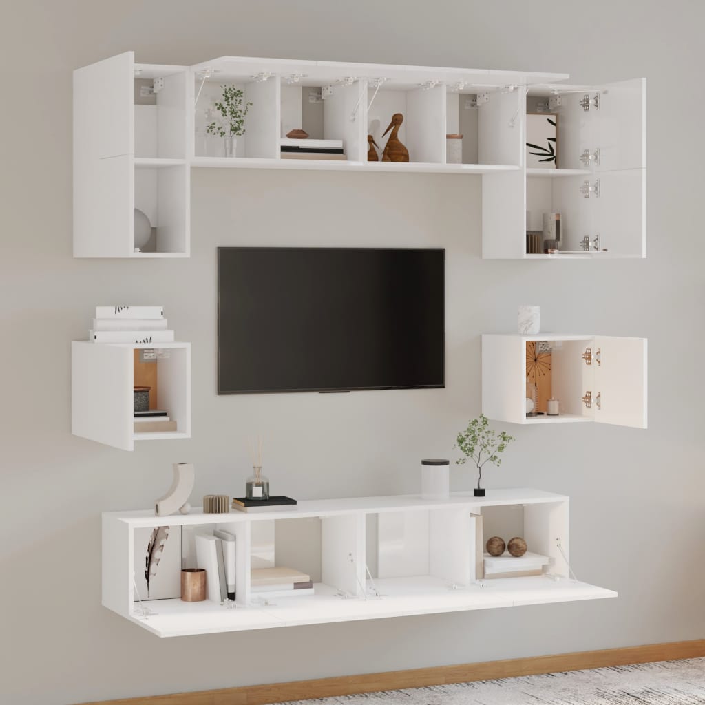 Set di mobili TV 8 pezzi White Wood Shine