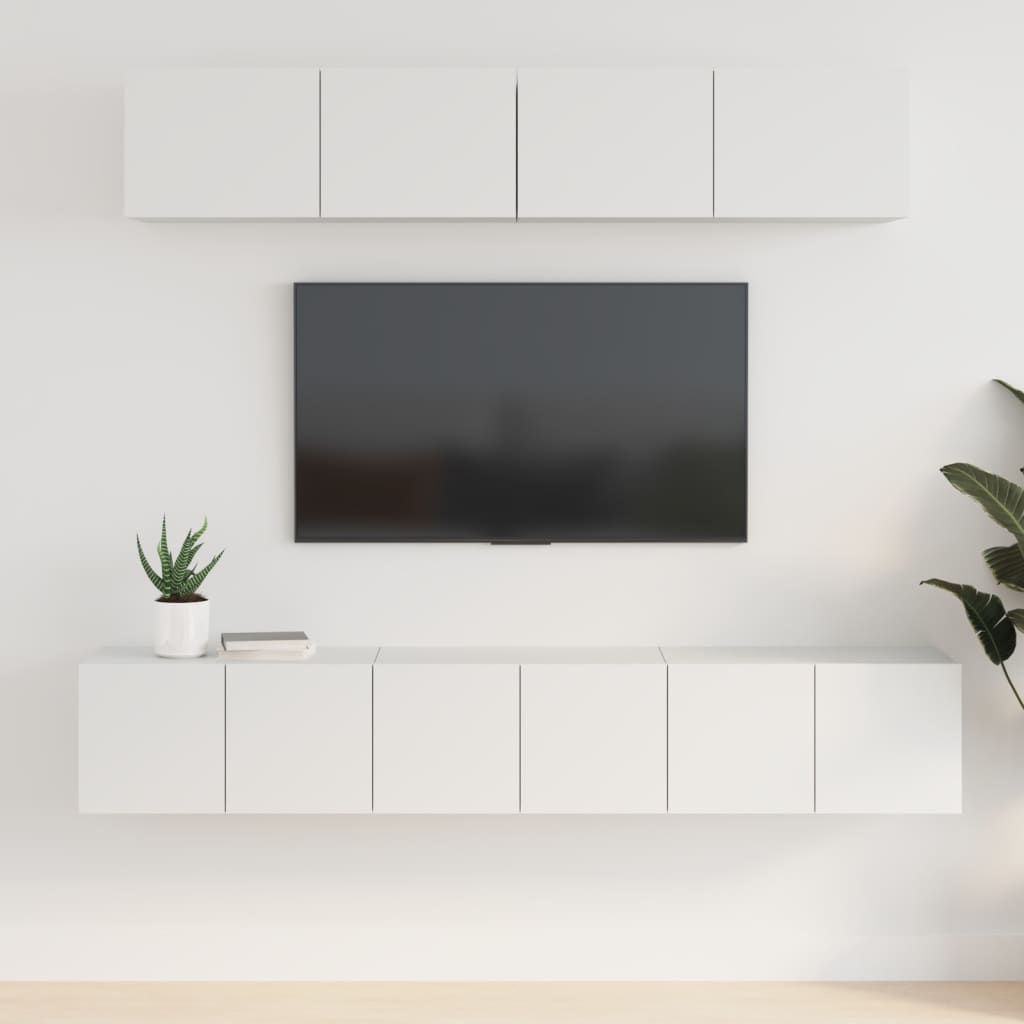 Vetonek Set de muebles para TV 5 piezas madera contrachapada blanco