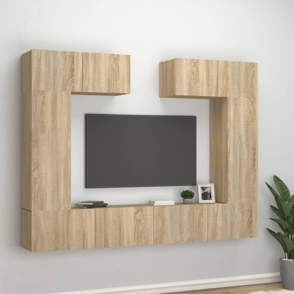 Vetonek Set de muebles para TV 6 pzas madera contrachapada roble sonoma