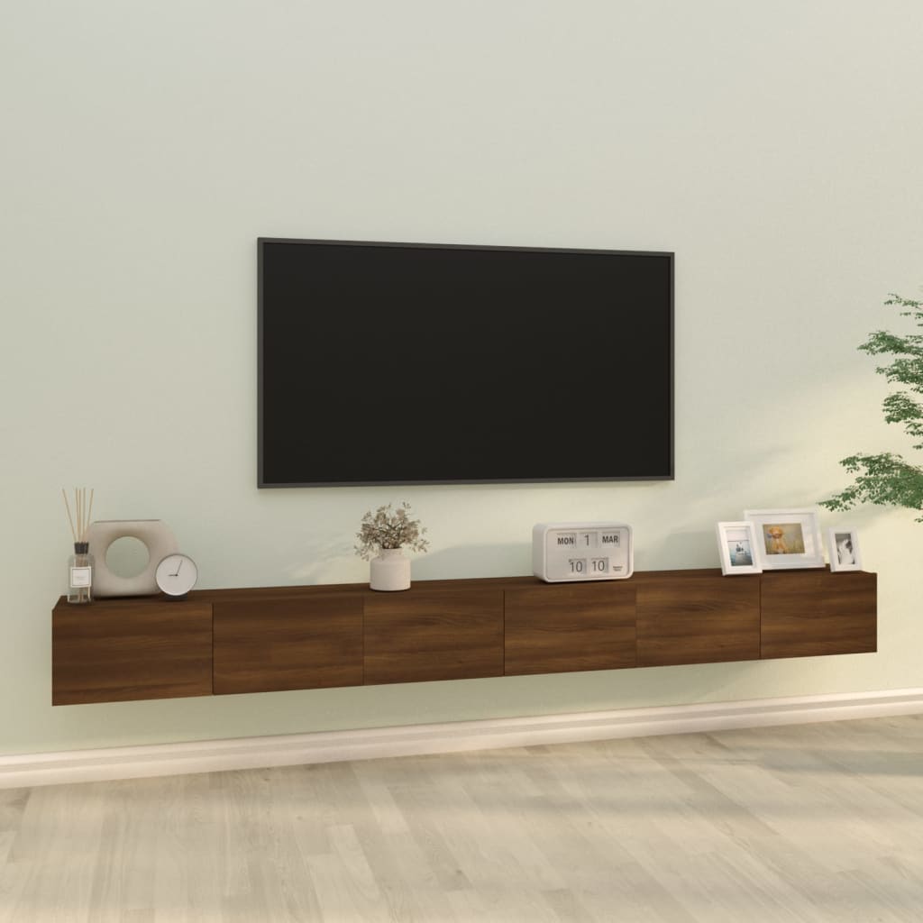 Vetonek Set de muebles para TV 3 pzas madera contrachapada roble marrón