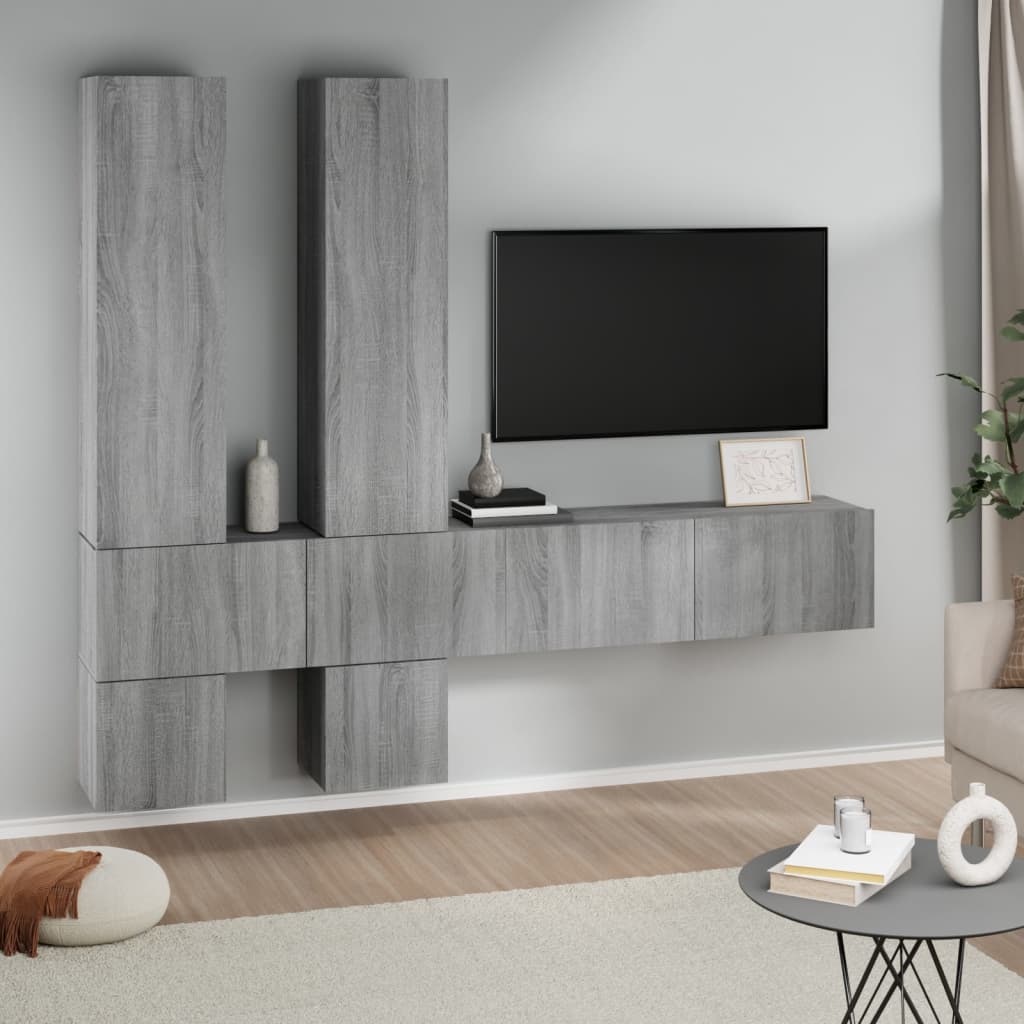 Vetonek Mueble de pared para TV madera contrachapada gris sonoma