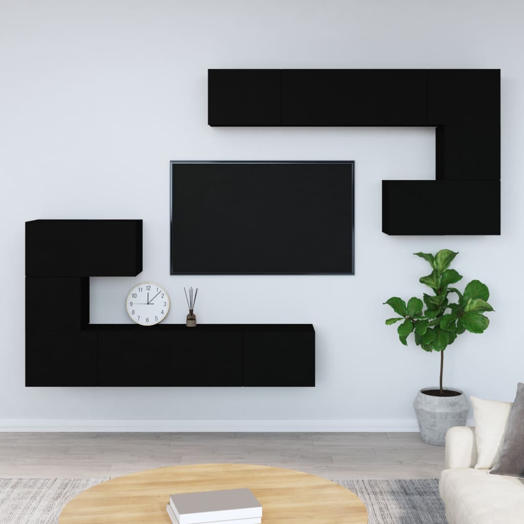 Vetonek Mueble de pared para TV madera contrachapada negro