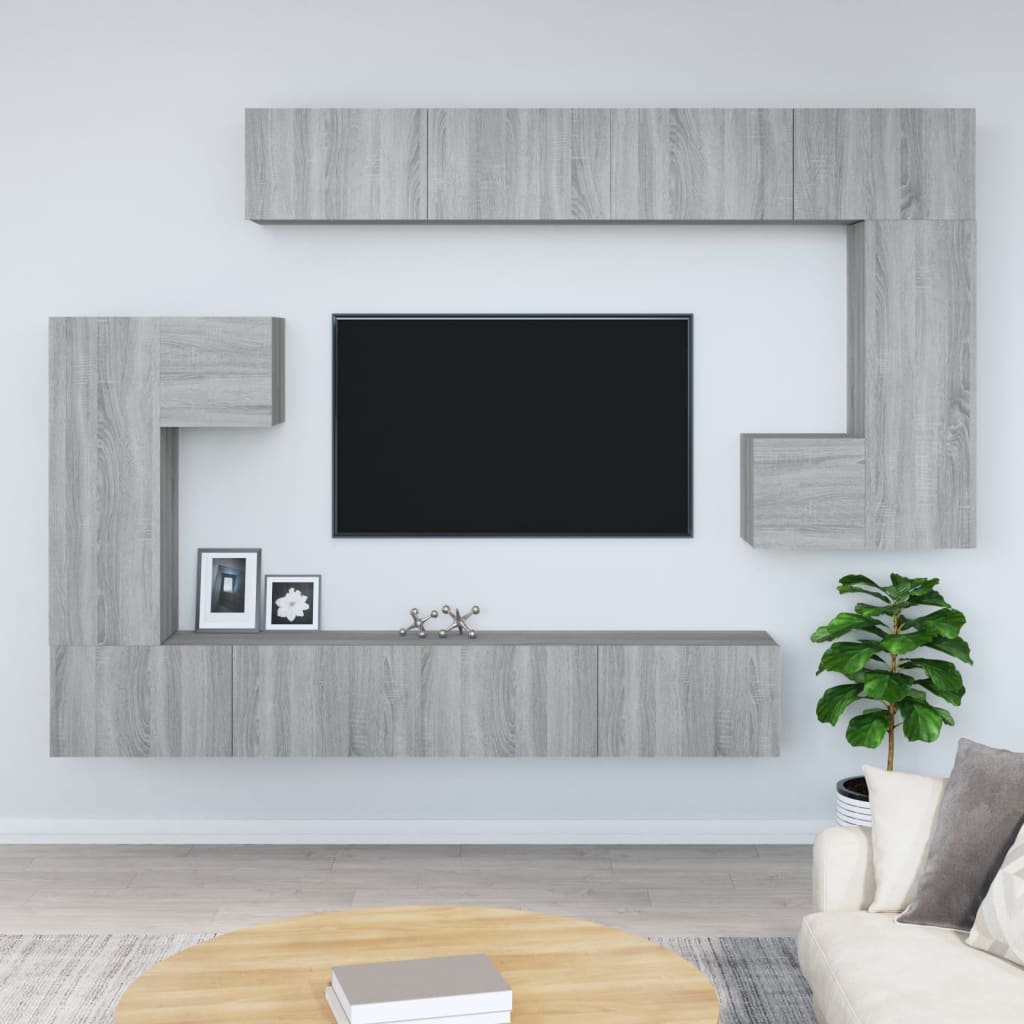 Vetonek Mueble de pared para TV madera contrachapada gris sonoma