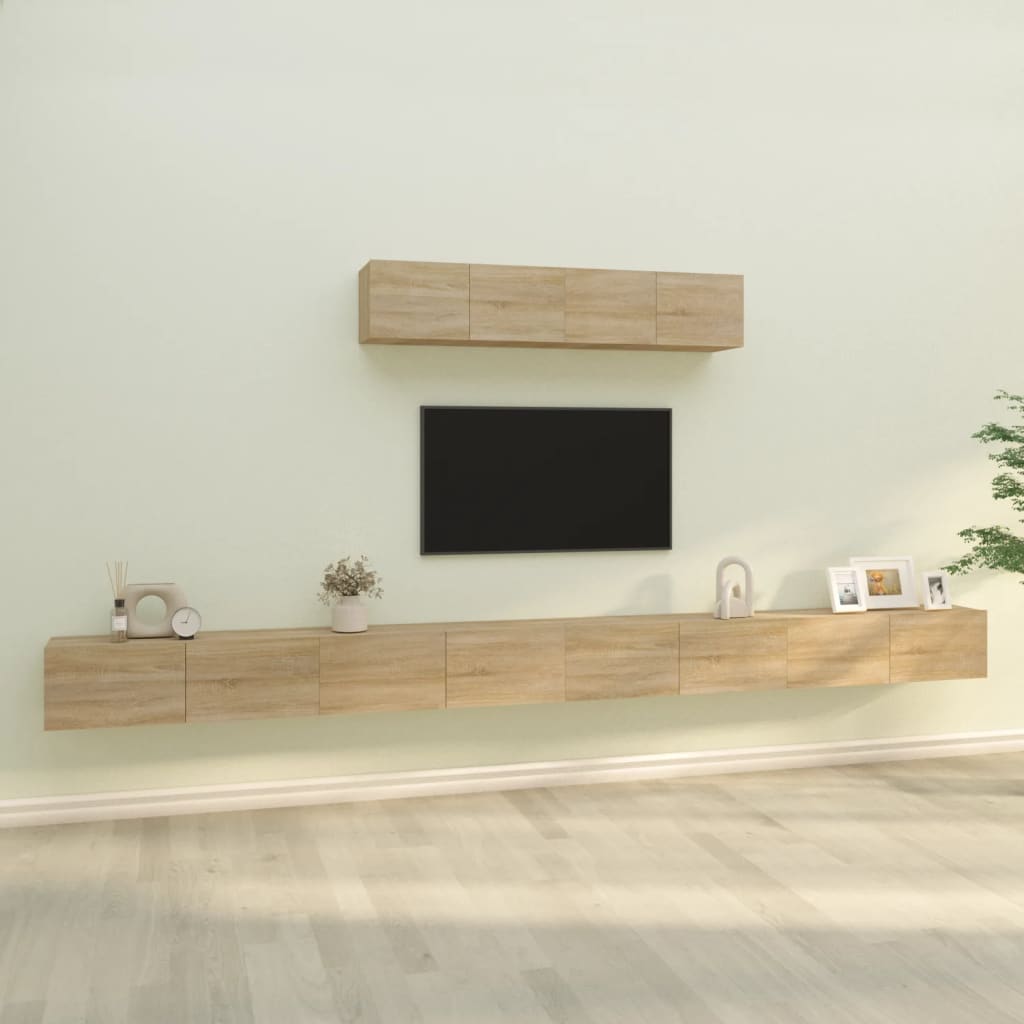 Vetonek Set de muebles para TV 6 pzas madera contrachapada roble sonoma