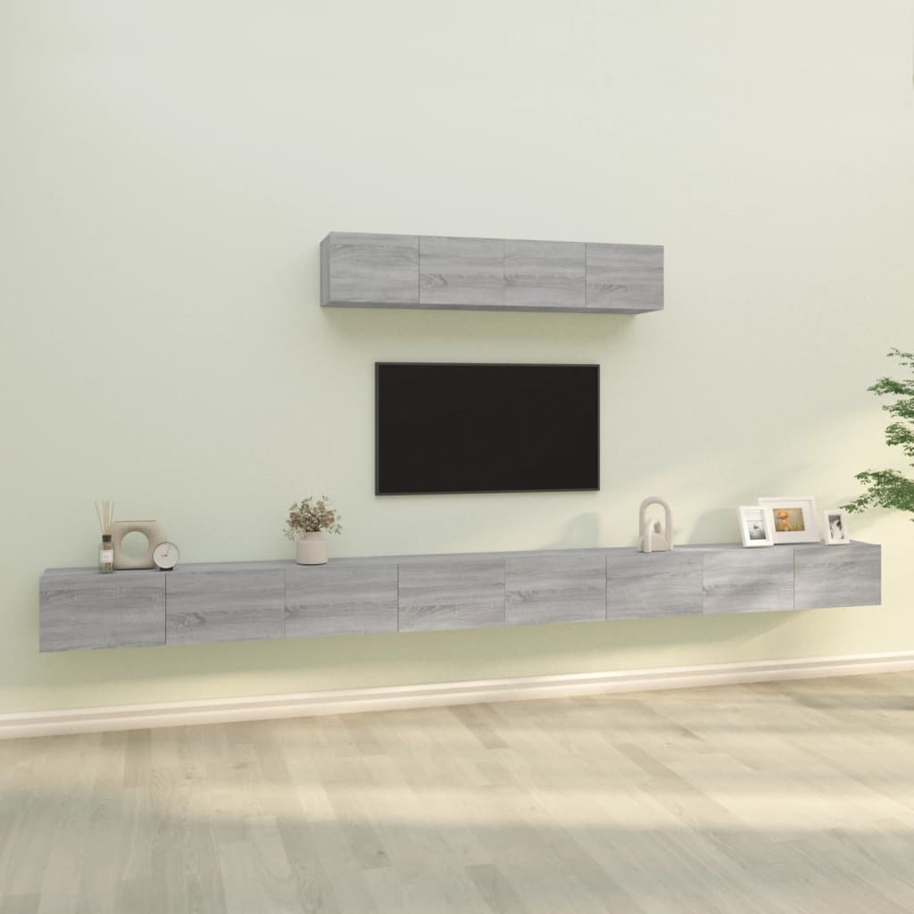 Vetonek Set de muebles para TV 6 pzas madera contrachapada gris Sonoma