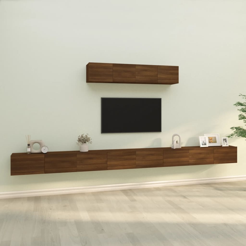 Vetonek Set de muebles para TV 6 pzas madera contrachapada roble marrón