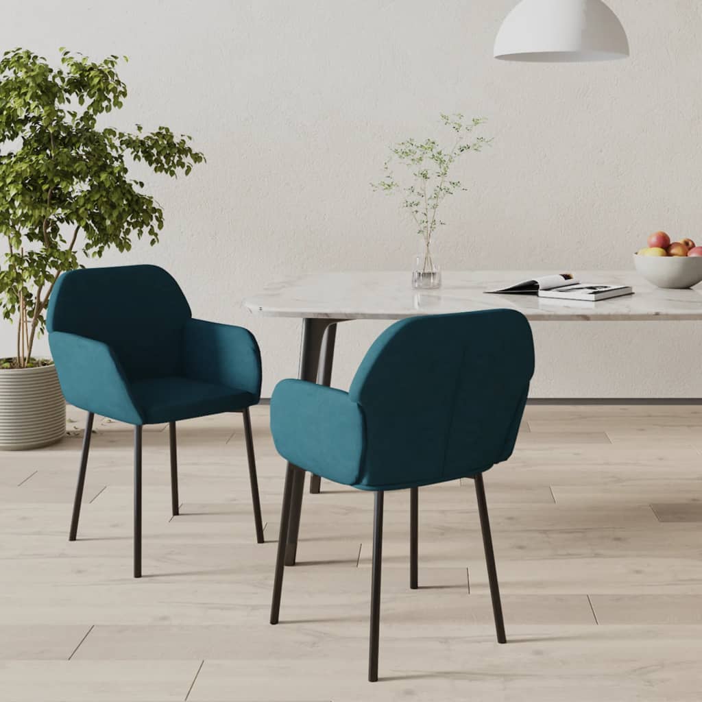 Vetonek Sillas de comedor 2 unidades terciopelo azul