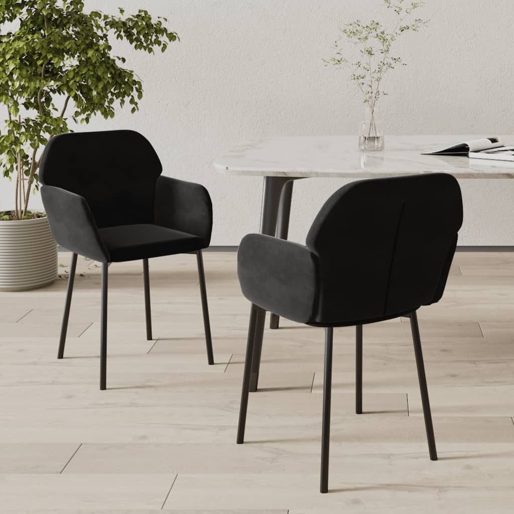 Vetonek Sillas de comedor 2 unidades terciopelo negro