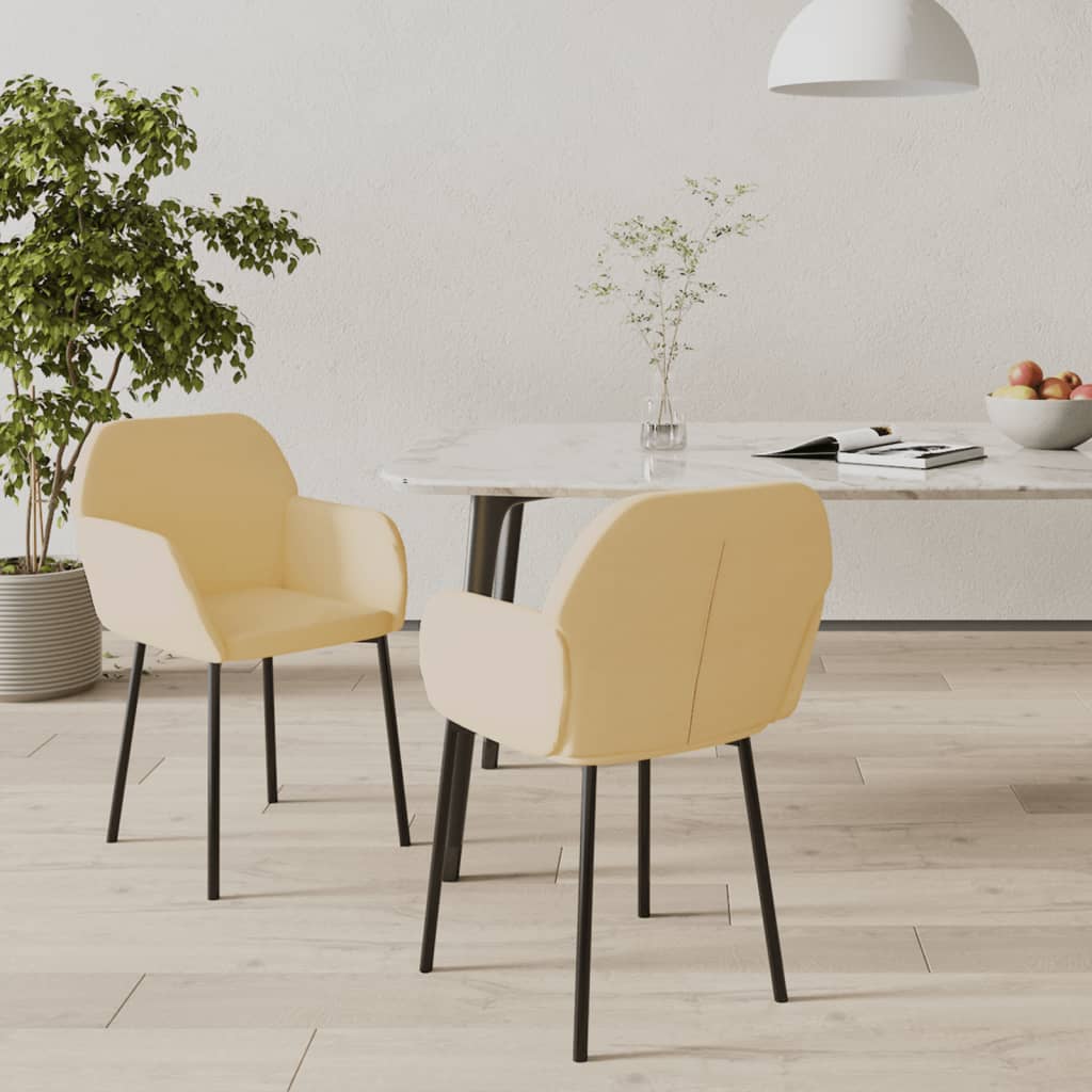 Vetonek Sillas de comedor 2 unidades terciopelo crema