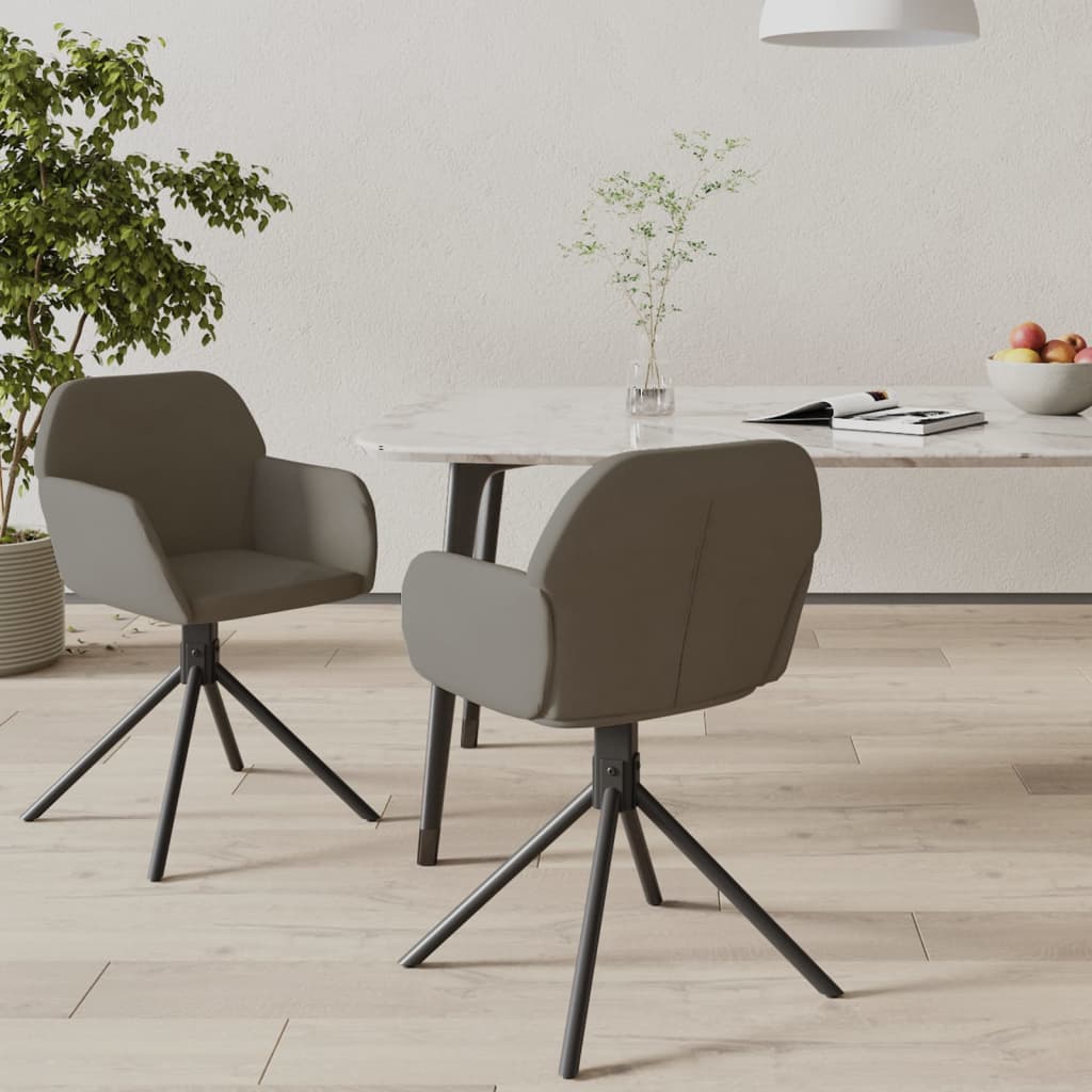 Vetonek Sillas de comedor giratorias 2 unidades terciopelo gris oscuro