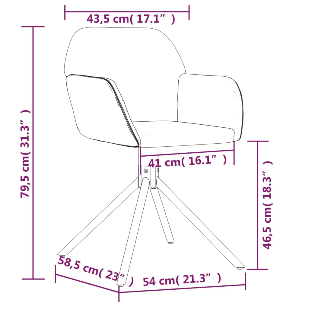 Sillas de comedor giratorias 2 unidades terciopelo gris oscuro vidaXL