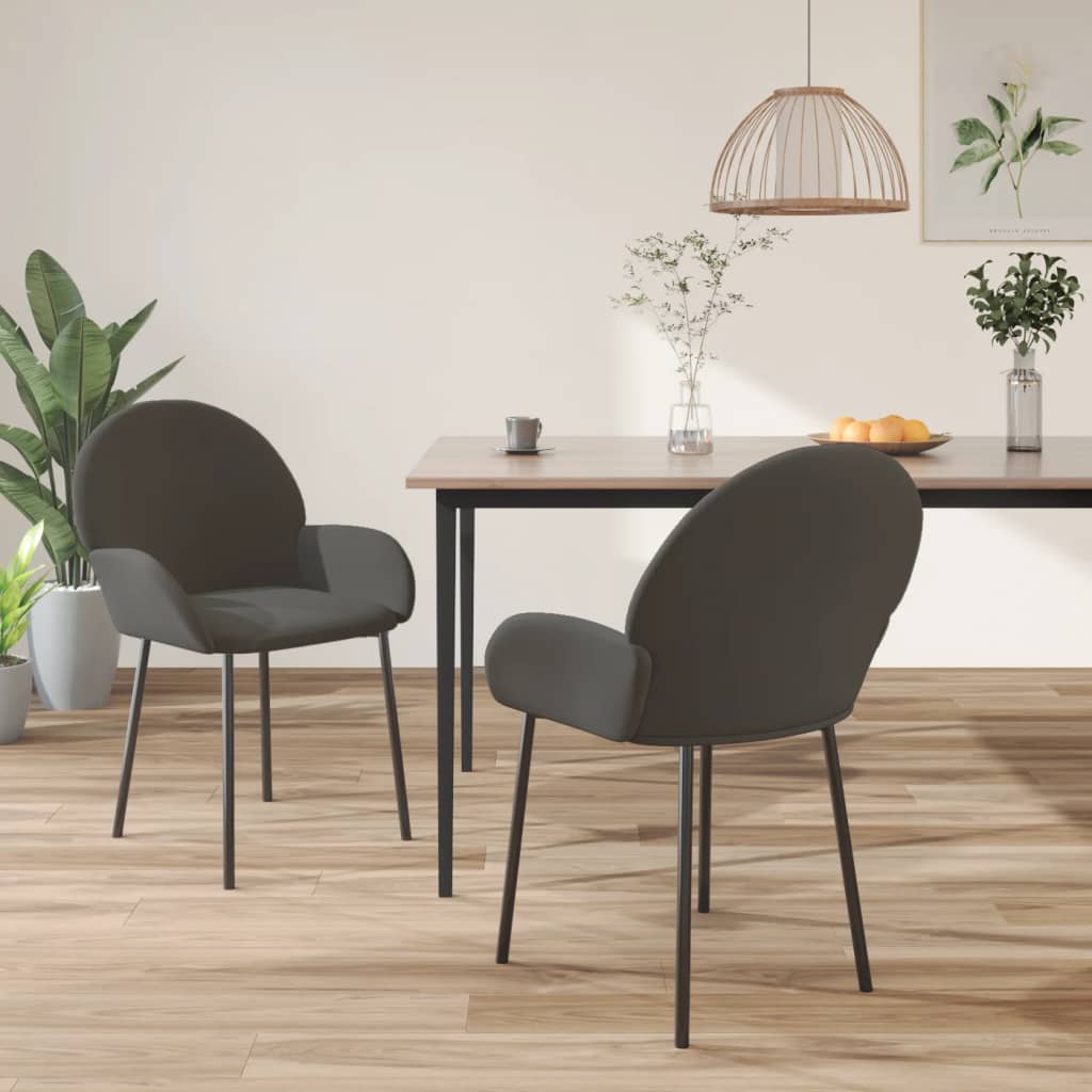 Vetonek Sillas de comedor 2 unidades terciopelo gris oscuro