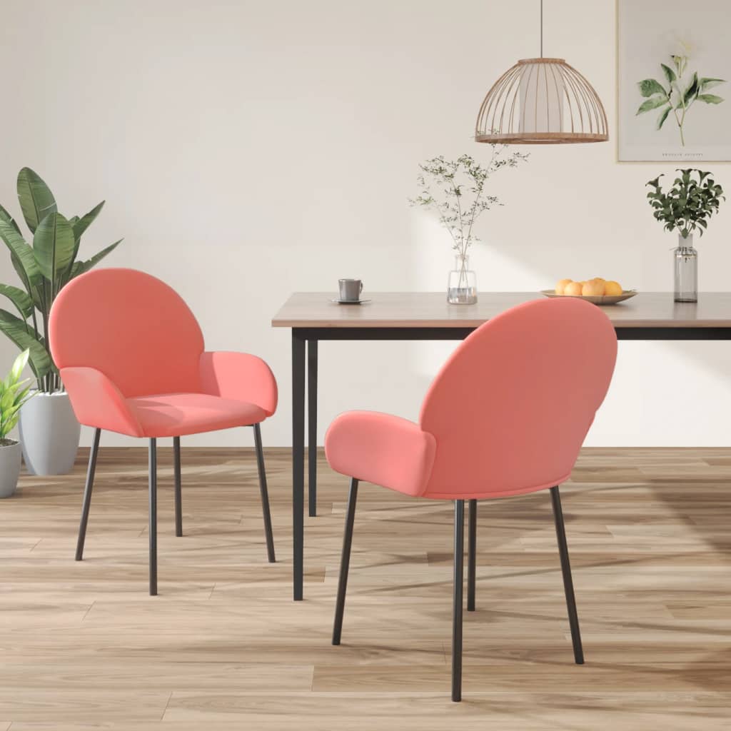 Vetonek Sillas de comedor 2 unidades terciopelo rosa