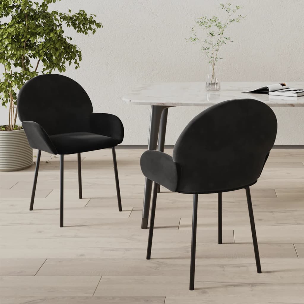 Vetonek Sillas de comedor 2 unidades terciopelo negro