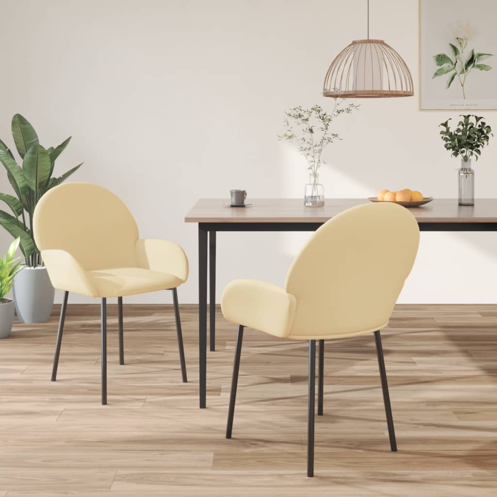 Vetonek Sillas de comedor 2 unidades terciopelo crema