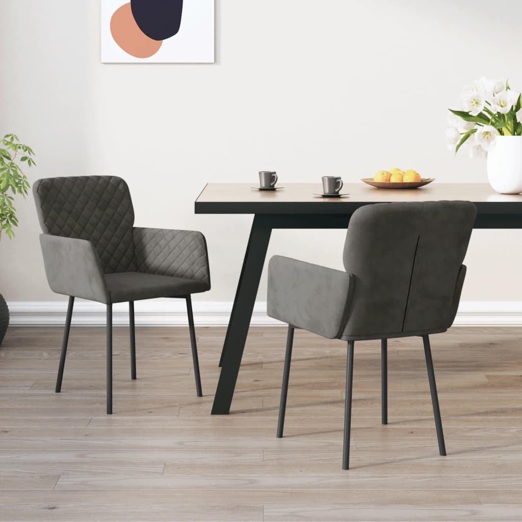 Vetonek Sillas de comedor 2 unidades terciopelo gris oscuro