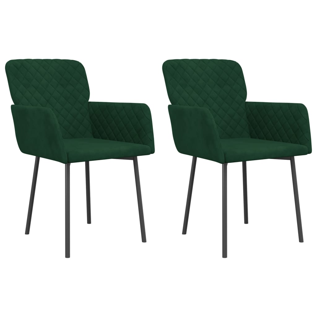 Sillas de comedor 2 unidades terciopelo verde oscuro vidaXL