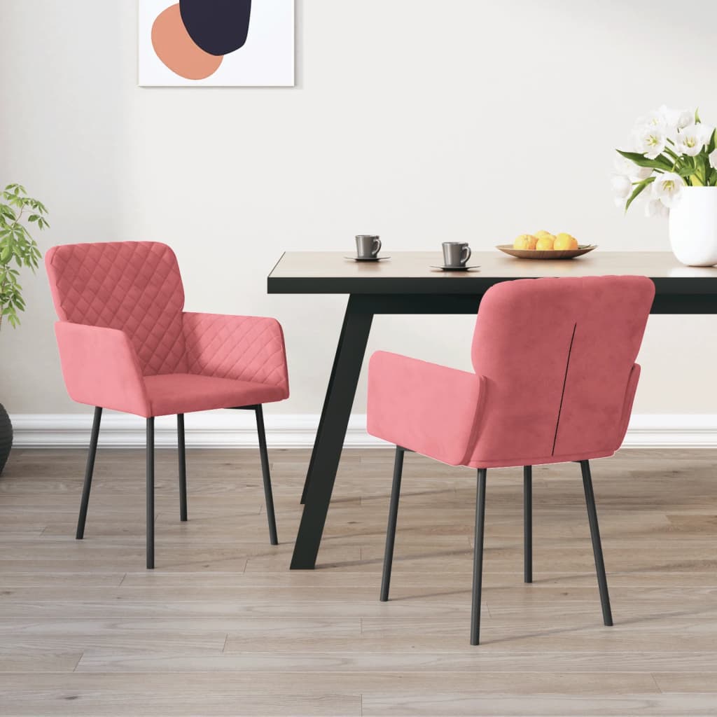 Vetonek Sillas de comedor 2 unidades terciopelo rosa