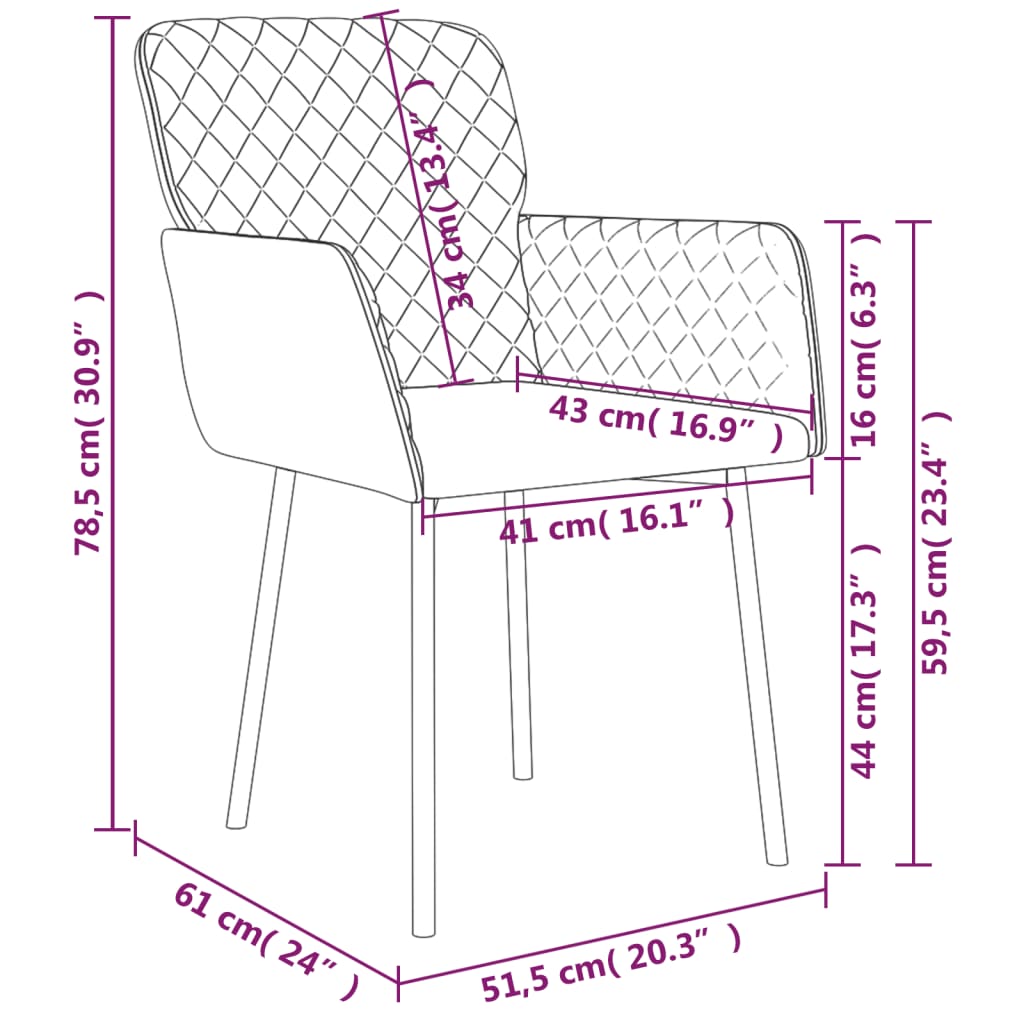 Sillas de comedor 2 unidades terciopelo rosa vidaXL