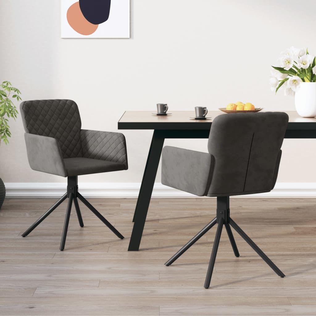 Vetonek Sillas de comedor giratorias 2 unidades terciopelo gris oscuro