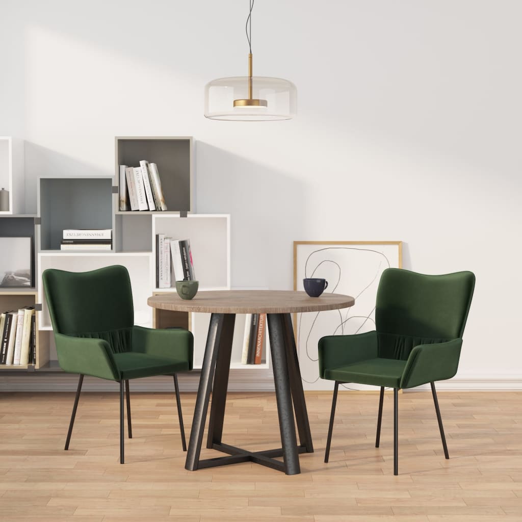 Vetonek Sillas de comedor 2 unidades terciopelo verde oscuro