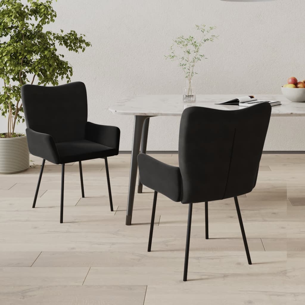 Vetonek Sillas de comedor 2 unidades terciopelo negro