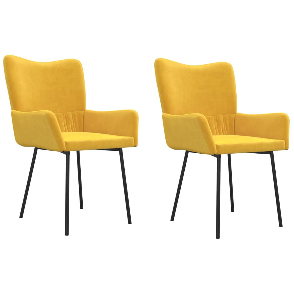 Sillas de comedor 2 unidades terciopelo amarillo V9136 Vetonek