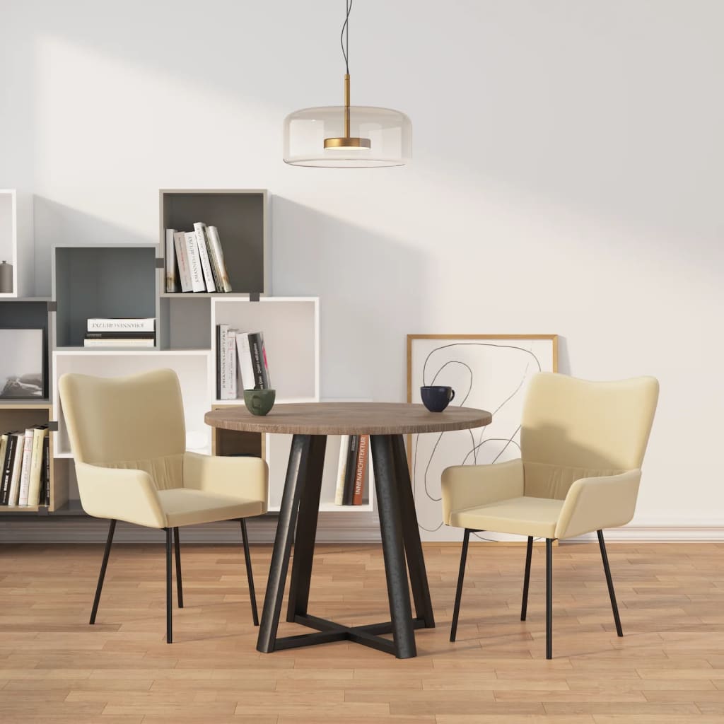 Vetonek Sillas de comedor 2 unidades terciopelo crema