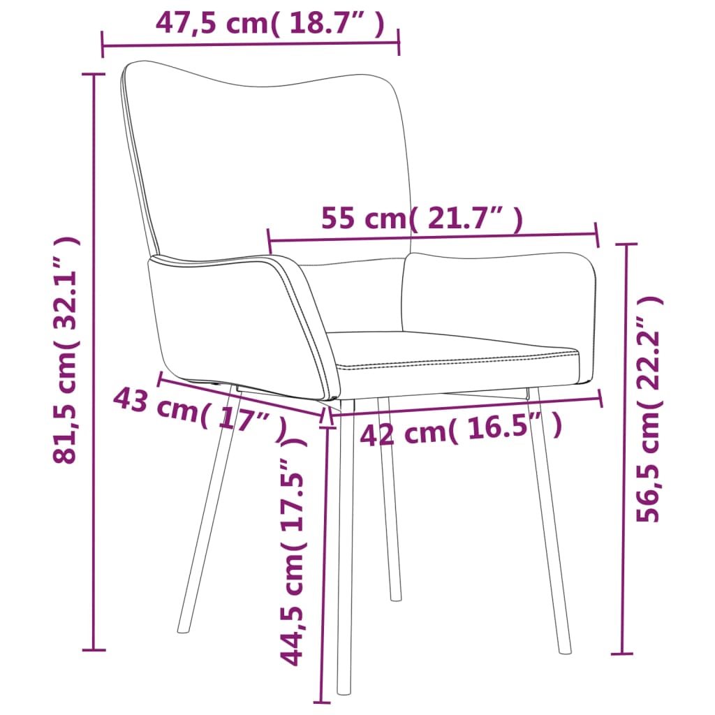 Sillas de comedor 2 unidades terciopelo crema vidaXL