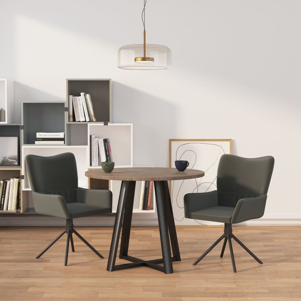 Vetonek Sillas de comedor giratorias 2 unidades terciopelo gris oscuro