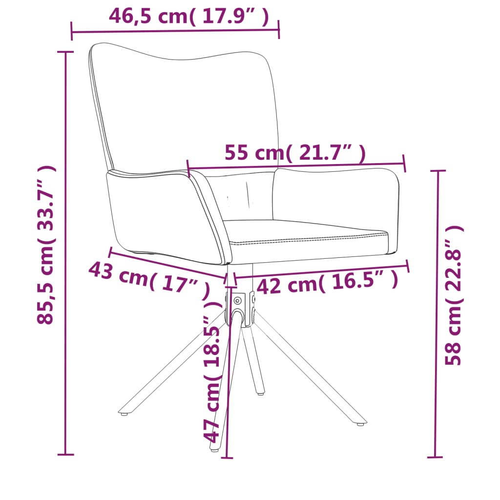 Sillas de comedor giratorias 2 unidades terciopelo rosa vidaXL