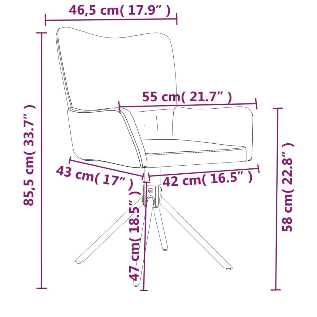 Sillas de comedor giratorias 2 uds terciopelo crema vidaXL