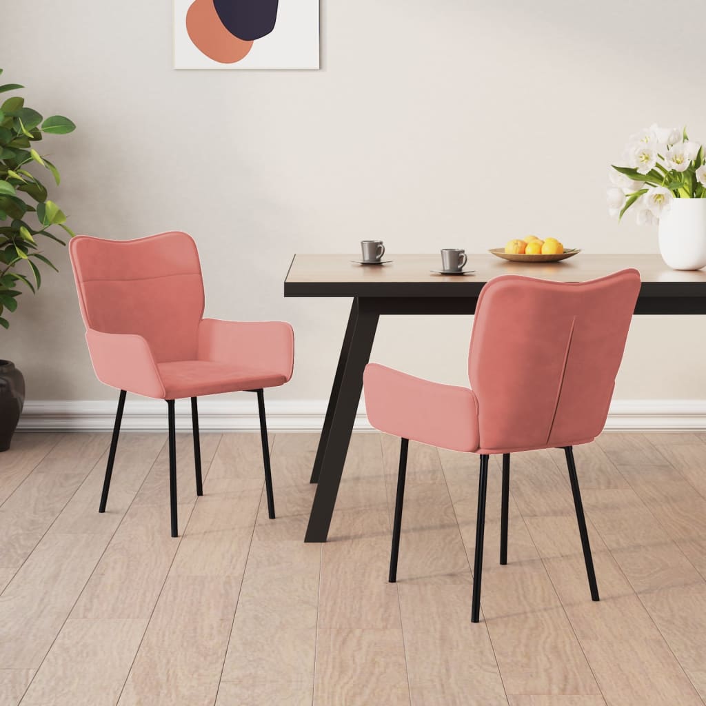 Vetonek Sillas de comedor 2 unidades terciopelo rosa