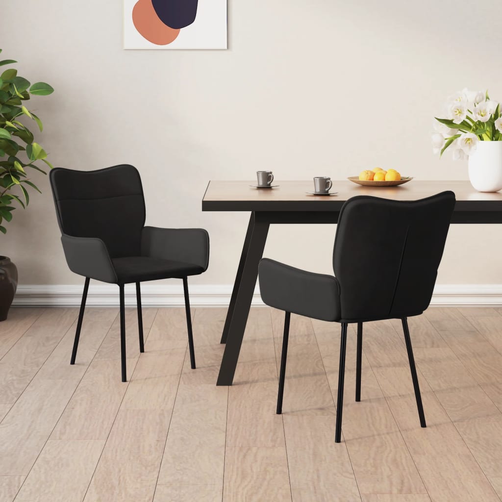 Vetonek Sillas de comedor 2 unidades terciopelo negro