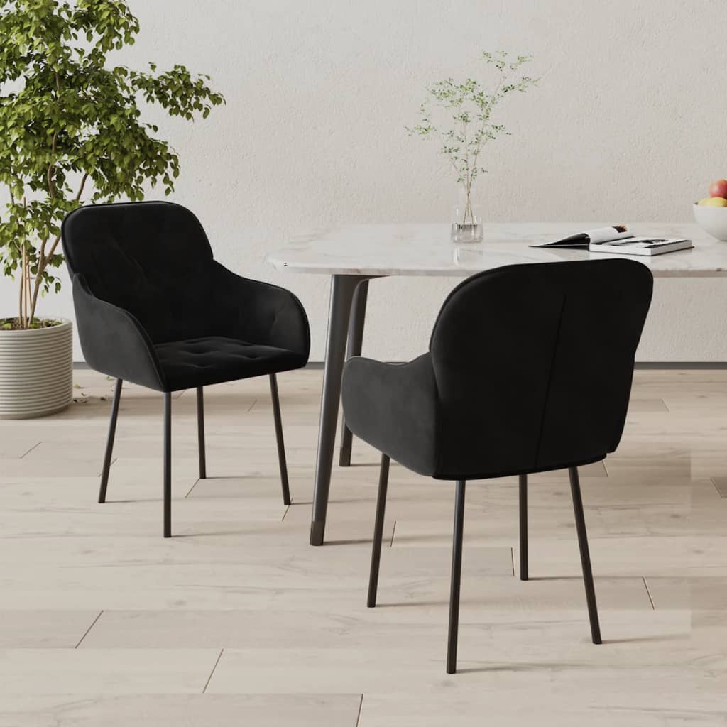 Vetonek Sillas de comedor 2 unidades terciopelo negro