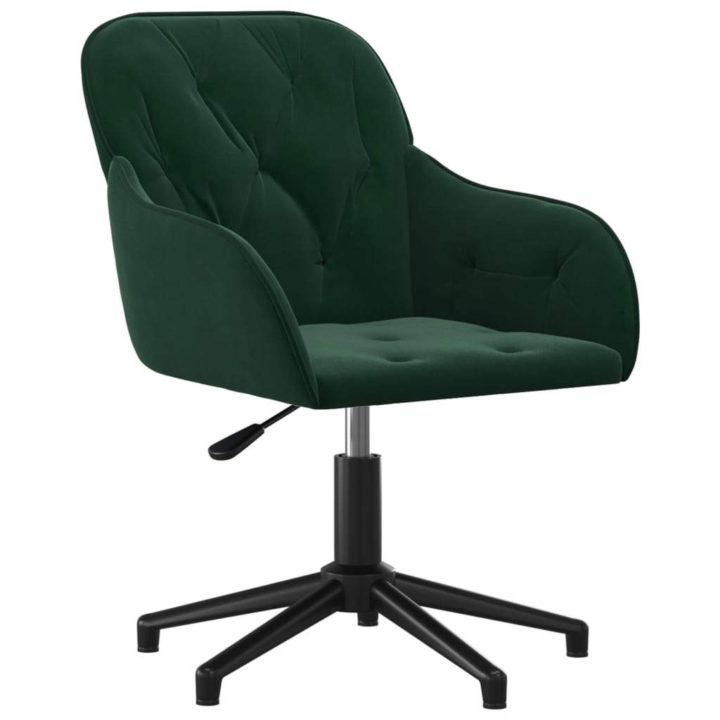 Silla de oficina giratoria de terciopelo verde oscuro vidaXL