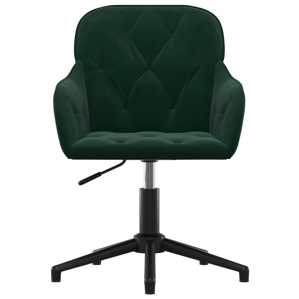 Silla de oficina giratoria de terciopelo verde oscuro vidaXL