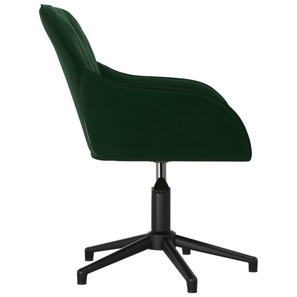 Silla de oficina giratoria de terciopelo verde oscuro vidaXL