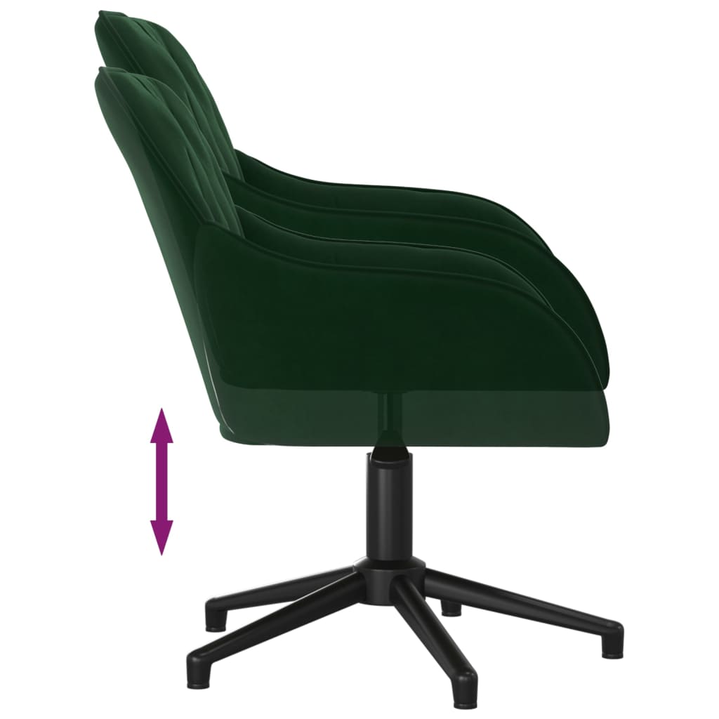 Silla de oficina giratoria de terciopelo verde oscuro vidaXL