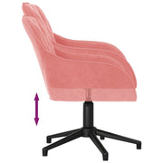 V9686 Chaise de bureau pivotante en velours rose Vetonek