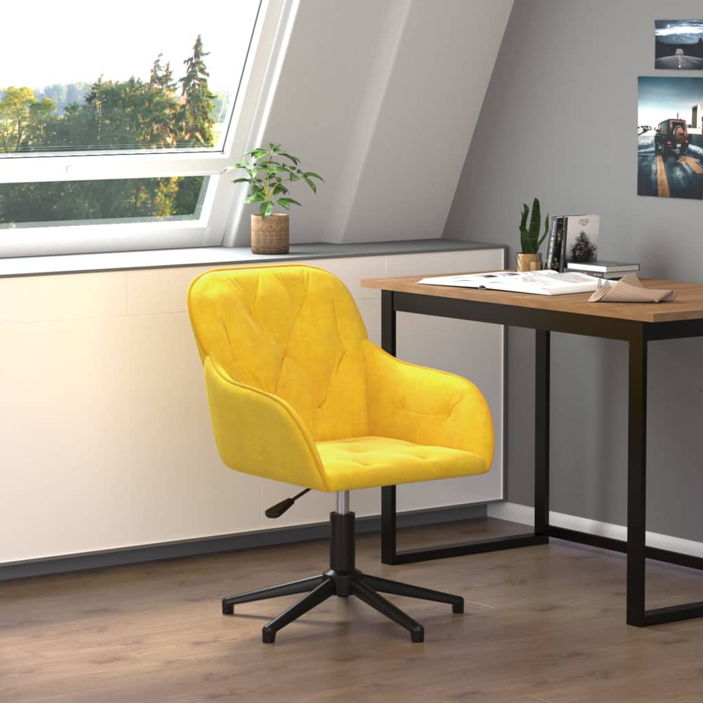 Vetonek Silla de oficina giratoria de terciopelo amarillo