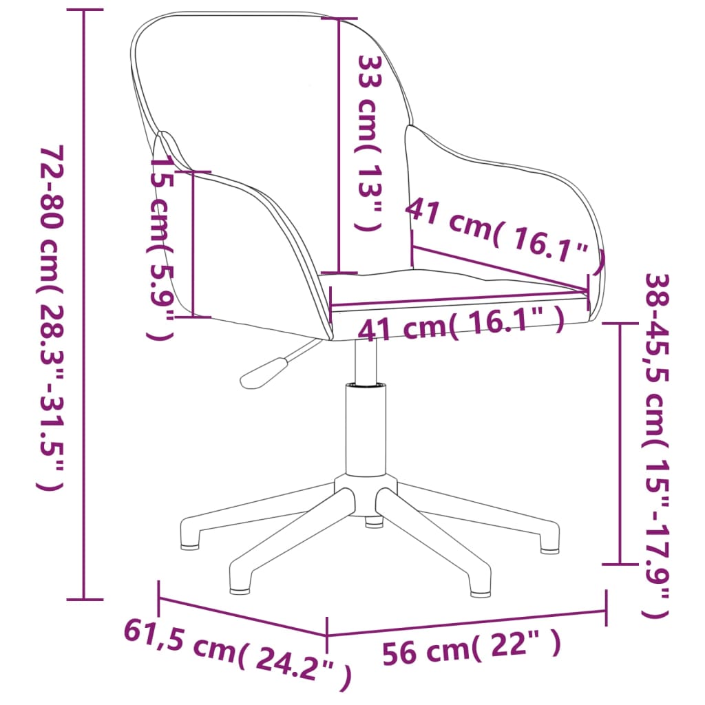 Silla de oficina giratoria de terciopelo marrón vidaXL